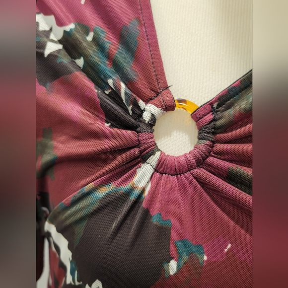 Cupio Blush Floral Dress Lined Women's Size Medium Stretch Long Sleeve - Picture 2 of 12